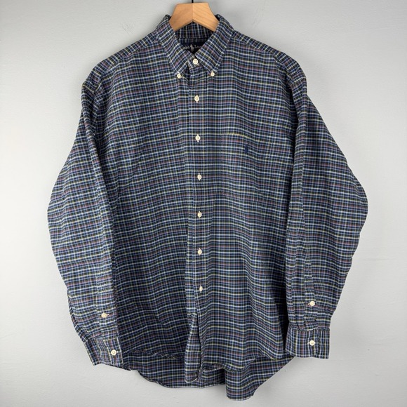 Ralph Lauren Big Shirt Mens Large Multicolor Check Long Sleeve Button‎ Down Pony - Picture 1 of 5